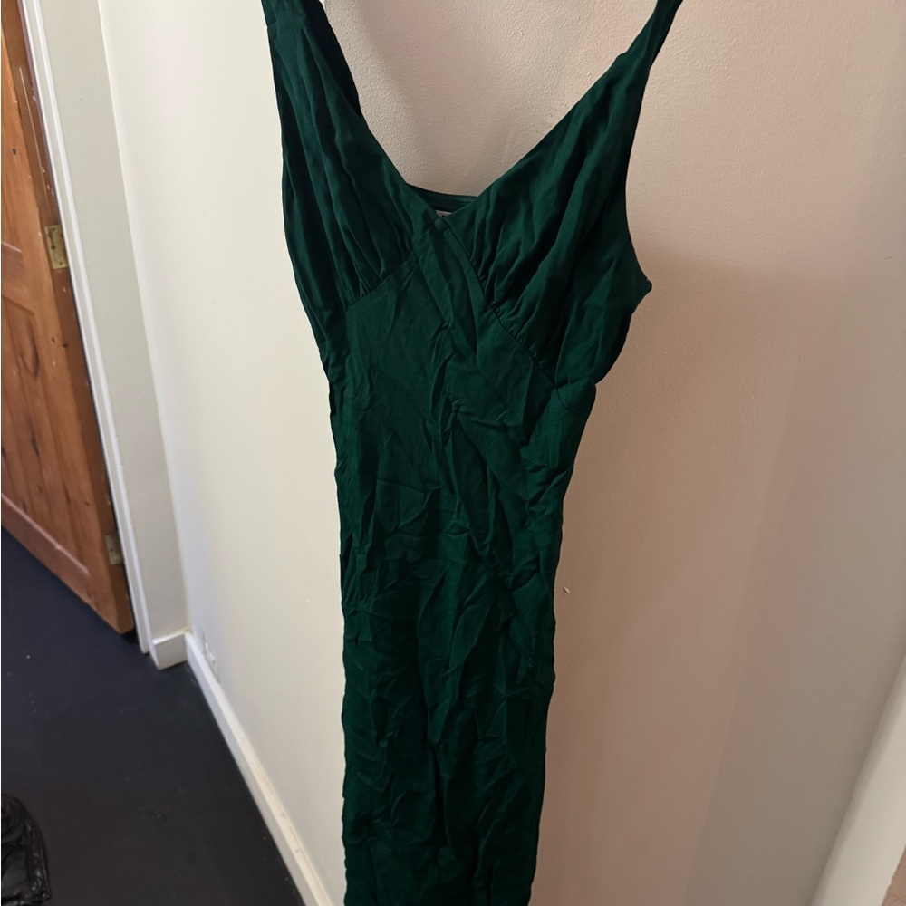 Reformation Dark Green Midi Slip Dress
